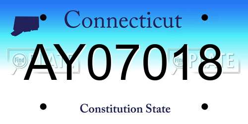 AY07018 Connecticut License Plate