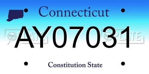 AY07031 Connecticut License Plate