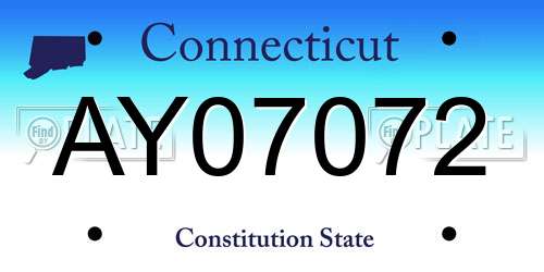 AY07072 Connecticut License Plate