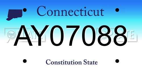 AY07088 Connecticut License Plate