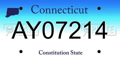 AY07214 Connecticut License Plate
