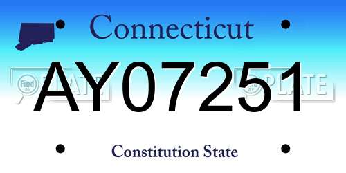 AY07251 Connecticut License Plate