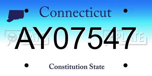 AY07547 Connecticut License Plate