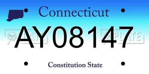 AY08147 Connecticut License Plate