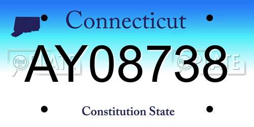 AY08738 Connecticut License Plate