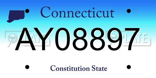 AY08897 Connecticut License Plate