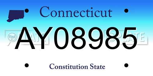 AY08985 Connecticut License Plate