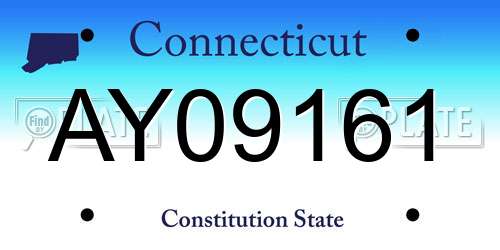 AY09161 Connecticut License Plate
