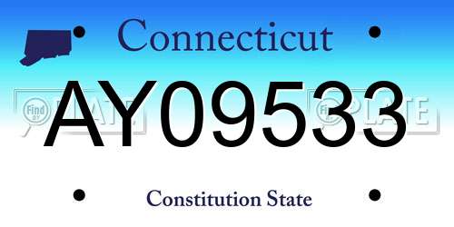 AY09533 Connecticut License Plate