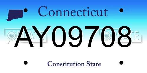AY09708 Connecticut License Plate