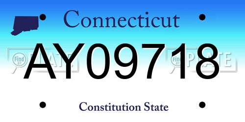 AY09718 Connecticut License Plate