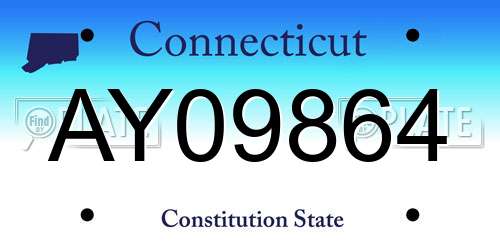 AY09864 Connecticut License Plate