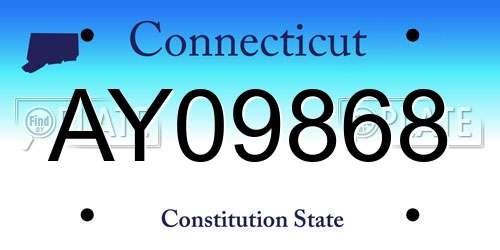 AY09868 Connecticut License Plate