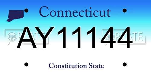 AY11144 Connecticut License Plate