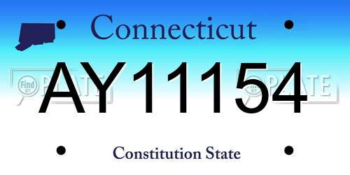 AY11154 Connecticut License Plate