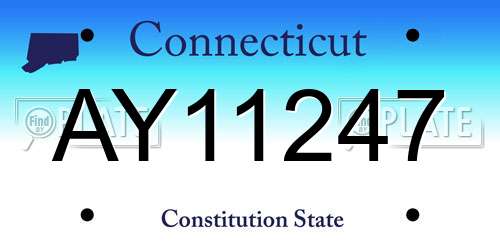 AY11247 Connecticut License Plate
