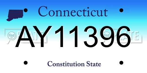 AY11396 Connecticut License Plate