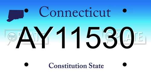AY11530 Connecticut License Plate
