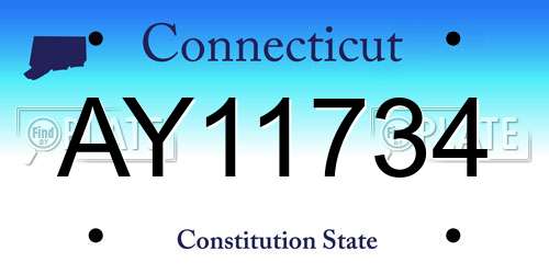AY11734 Connecticut License Plate