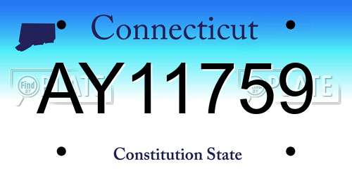 AY11759 Connecticut License Plate