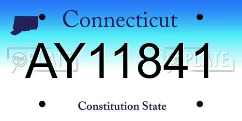 AY11841 Connecticut License Plate