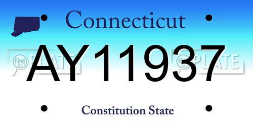 AY11937 Connecticut License Plate