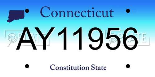 AY11956 Connecticut License Plate