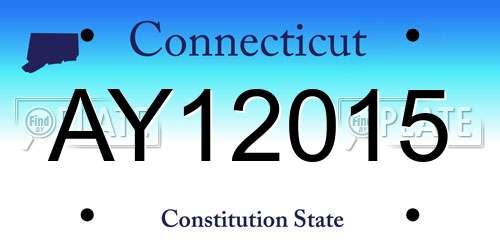 AY12015 Connecticut License Plate