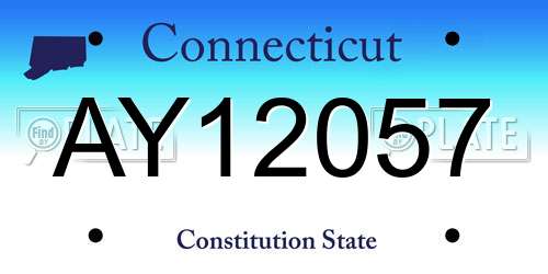 AY12057 Connecticut License Plate