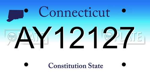 AY12127 Connecticut License Plate