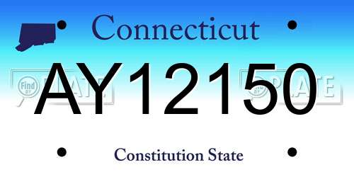 AY12150 Connecticut License Plate