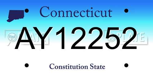 AY12252 Connecticut License Plate