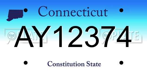 AY12374 Connecticut License Plate
