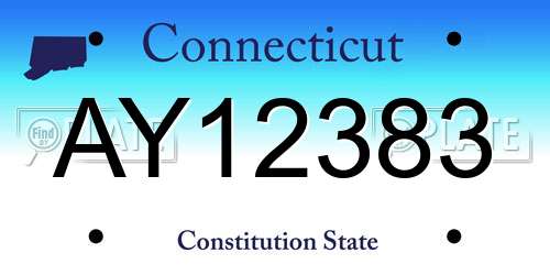 AY12383 Connecticut License Plate
