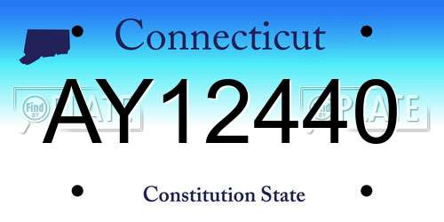 AY12440 Connecticut License Plate