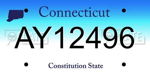 AY12496 Connecticut License Plate