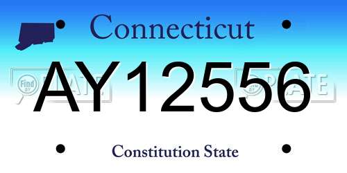 AY12556 Connecticut License Plate