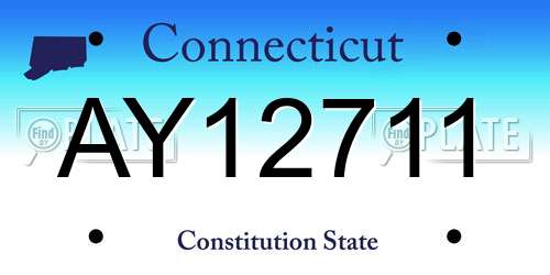 AY12711 Connecticut License Plate