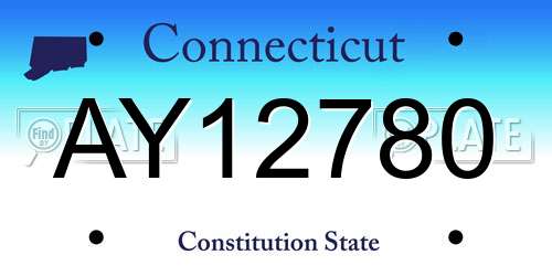 AY12780 Connecticut License Plate
