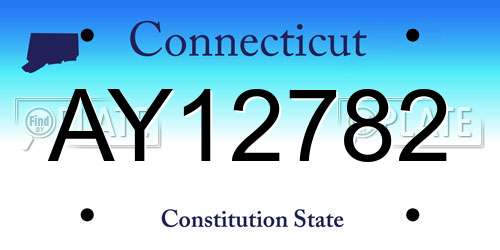 AY12782 Connecticut License Plate