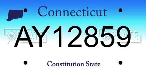 AY12859 Connecticut License Plate