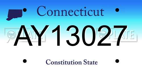 AY13027 Connecticut License Plate
