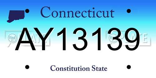 AY13139 Connecticut License Plate