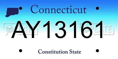 AY13161 Connecticut License Plate