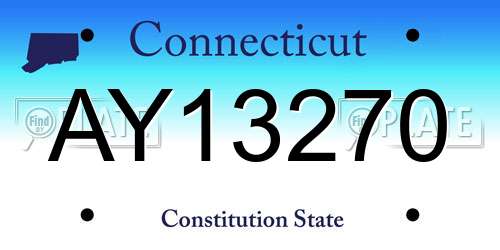 AY13270 Connecticut License Plate