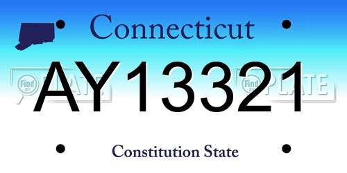 AY13321 Connecticut License Plate