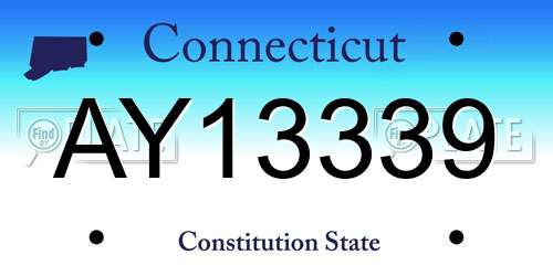 AY13339 Connecticut License Plate
