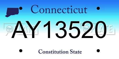 AY13520 Connecticut License Plate