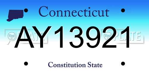 AY13921 Connecticut License Plate