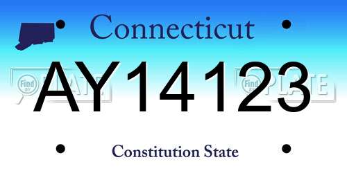 AY14123 Connecticut License Plate